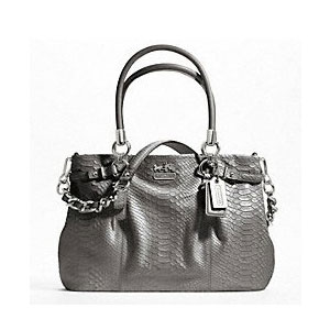 COACH 蔻驰 麦迪逊蛇纹压纹皮单肩手提包 MADISON EMBOSSED PYTHON CARRYALL (F23744)(银色/深棕色/铁灰色)，原价￥4288，限时仅售￥2888！绝对正品，超低折扣，含美国直邮～