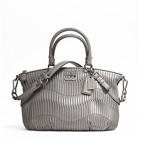 COACH 蔻驰 麦迪逊褶皱单肩手提包 MADISON GATHERED LEATHER SOPHIA SATCHEL (F23748)(铁灰色)，原价￥3058，限时仅售￥2158！绝对正品，超低折扣，含美国直邮～