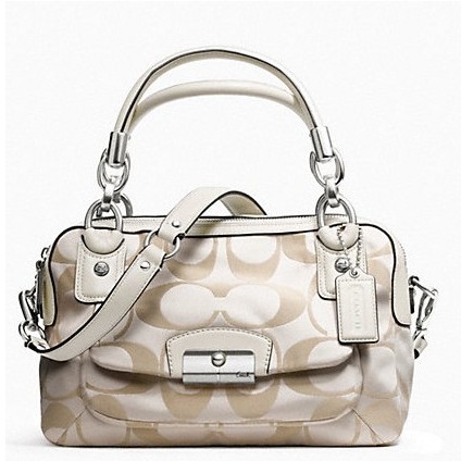 COACH 蔻驰 新款女士帆布手提单肩包 KRISTIN SIGNATURE DOUBLE ZIP SATCHEL (F22305)(黑色/白色)，原价￥3548，限时仅售￥1768！绝对正品，超低折扣，含美国直邮～