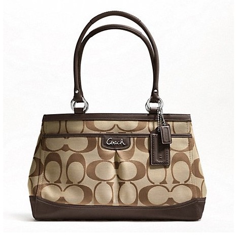 COACH 蔻驰 新款经典LOGO单肩手提包 PARK SIGNATURE CARRYALL (F19725)(棕色/黑色/黄色)，原价￥3548，限时仅售￥1768！绝对正品，超低折扣，含美国直邮～
