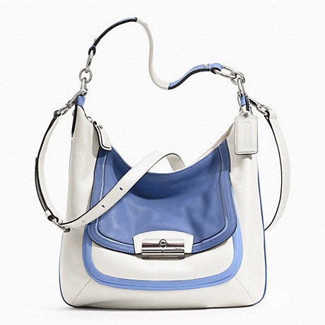 COACH 蔻驰 新款女士真皮单肩斜挎手提包 KRISTIN SPECTATOR LEATHER HOBO (F22509)(天蓝色/浅灰色/白色)，原价￥3738，限时仅售￥1848！绝对正品，超低折扣，含美国直邮～