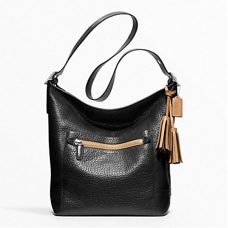 COACH 蔻驰 新款女士纹理皮革单肩手提斜挎包 TEXTURED LEATHER LARGE DUFFLE (F19913)(土黄色/紫红色/烟灰色)，原价￥4378，限时仅售￥2628！绝对正品，超低折扣，含美国直邮～