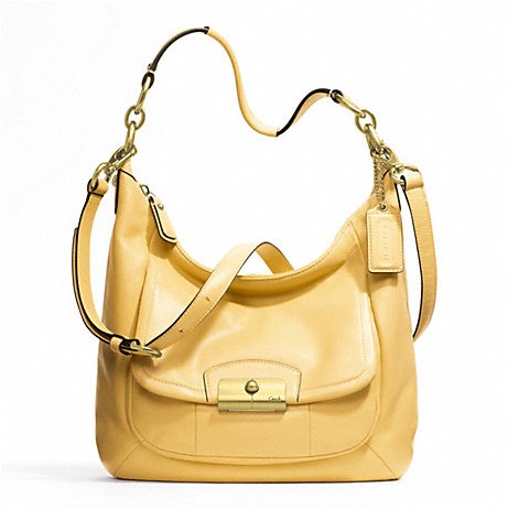 COACH 蔻驰 新款女士真皮单肩手提斜挎三用包 KRISTIN LEATHER HOBO (F22306)(黑色/黄色/粉红色/米白色)，原价￥2598，限时仅售￥1578！绝对正品，超低折扣，含美国直邮～
