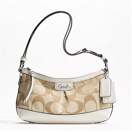COACH 蔻驰 新款女士帆布单肩斜跨包 PARK SIGNATURE DUFFLE (F19731)(白色/黑色/卡其色/黄色)，原价￥2328，限时仅售￥1198！绝对正品，超低折扣，含美国直邮～