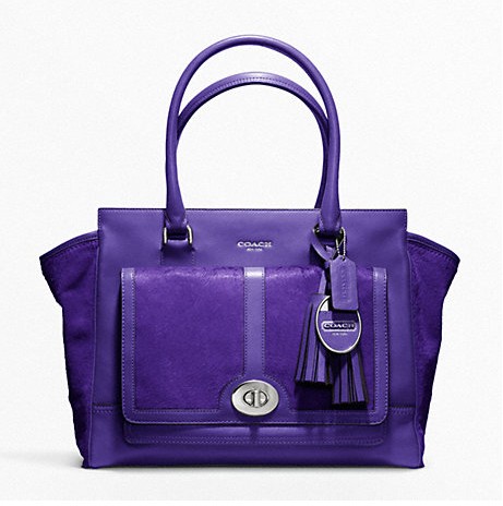 COACH 蔻驰 新款女士皮草单肩手提包 HAIRCALF POCKET MEDIUM CANDACE CARRYALL (F21159)(紫色/黑色)，原价￥4148，限时仅售￥2938！绝对正品，超低折扣，含美国直邮～