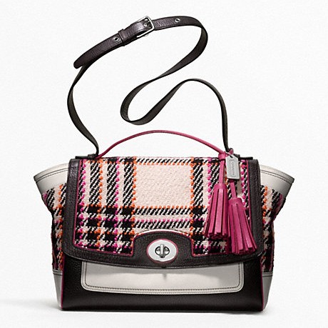 COACH 蔻驰 新款女士单肩手提斜挎三用包 COLORBLOCK PLAID FLAP CARRYALL (F21142)，原价￥3388，限时仅售￥2098！绝对正品，超低折扣，含美国直邮～
