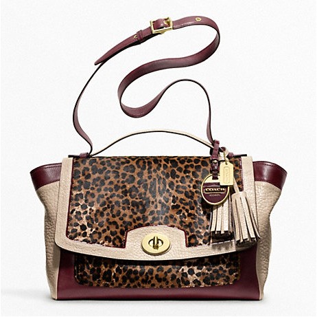 COACH 蔻驰 新款女士豹纹牛皮镶拼单肩手提斜跨包 COLORBLOCK OCELOT HAIRCALF FLAP CARRYALL (F10269)(豹纹)，原价￥5158，限时仅售￥3678！绝对正品，超低折扣，含美国直邮～