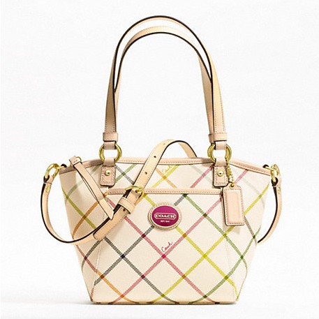 COACH 蔻驰 新款女士单肩斜挎包 PEYTON TATTERSALL SMALL POCKET TOTE (F21942)，原价￥2438，限时仅售￥1098！绝对正品，超低折扣，含美国直邮～