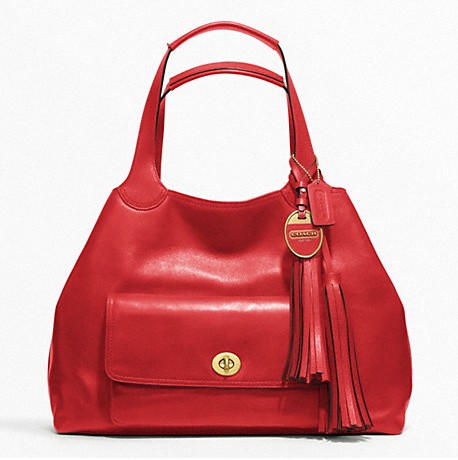 COACH 蔻驰 新款女士莱格西真皮手提单肩包 AMERICAN ICONS LARGE TOTE (F19997)(绿色/红色)，原价￥4378，限时仅售￥2938！绝对正品，超低折扣，含美国直邮～