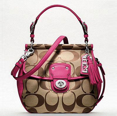 COACH 蔻驰 新款女士单肩手提斜挎三用包 SIGNATURE NEW WILLIS (F19034)(粉红色/褐色/卡其色)，原价￥2758，限时仅售￥1408！绝对正品，超低折扣，含美国直邮～