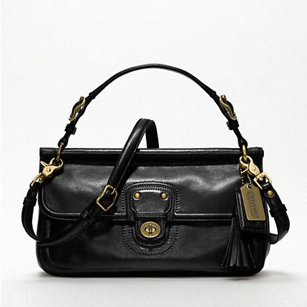 COACH 蔻驰 新款女士真皮单肩斜挎手提包 LEATHER CITY WILLIS (F22062)(黑色/咖啡色)，原价￥2788，限时仅售￥1438！绝对正品，超低折扣，含美国直邮～