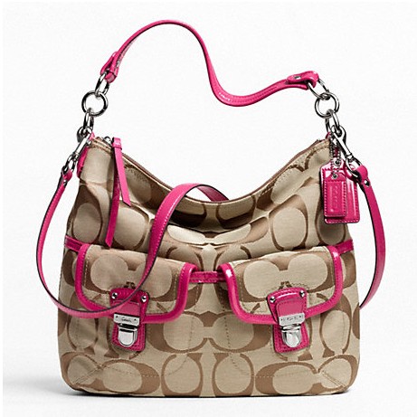 COACH 蔻驰 新款女士单肩斜挎包 DAISY SIGNATURE POCKET HOBO (F23392)(卡其色/黑色/褐色)，原价￥2388，限时仅售￥1148！绝对正品，超低折扣，含美国直邮～