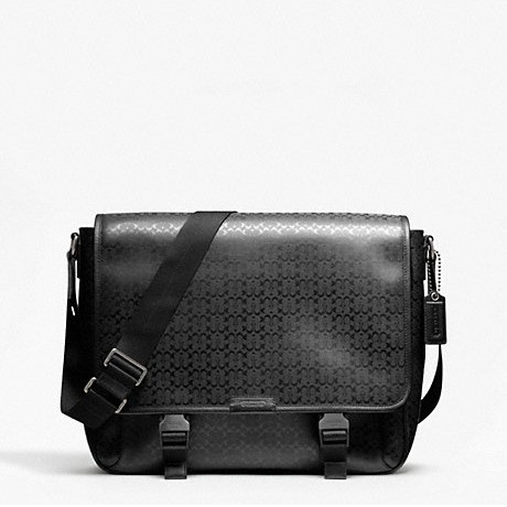 COACH 蔻驰 新款男士皮革斜挎包 HERITAGE SIGNATURE EMBOSSED PVC MESSENGER (F70809)(黑色)，原价￥3978，限时仅售￥1698！绝对正品，超低折扣，含美国直邮～