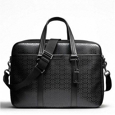 COACH 蔻驰 新款男士手提斜挎包 HERITAGE SIGNATURE EMBOSSED PVC COMMUTER (F70766)(黑色)，原价￥3158，限时仅售￥1848！绝对正品，超低折扣，含美国直邮～