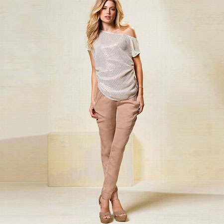 VICTORIA'S SECRET 维多利亚的秘密 新款女士弹性腰休闲裤 Satin PJ Pant (青色/奶油色)，原价￥1678，限时仅售￥868！绝对正品，超低折扣，含美国直邮～