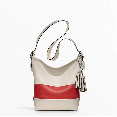 COACH 蔻驰 新款女士真皮单肩斜挎包 RUGBY STRIPE DUFFLE (F21180)(红色)，原价￥3688，限时仅售￥1868！绝对正品，超低折扣，含美国直邮～