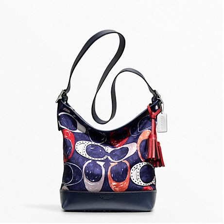 COACH 蔻驰 新款LOGO彩色拼皮帆布单肩斜挎包 HERITAGE SIGNATURE C PRINT DUFFLE (F19946)，原价￥3258，限时仅售￥1678！绝对正品，超低折扣，含美国直邮～