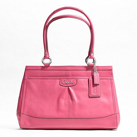 COACH 蔻驰 新款女士真皮单肩手提包 PARK LEATHER CARRYALL (F19728)(粉红色/白色)，原价￥3138，限时仅售￥1558！绝对正品，超低折扣，含美国直邮～