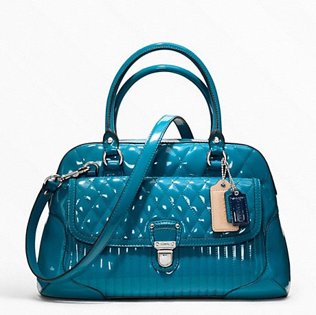 COACH 蔻驰 新款女士POPPY漆皮单肩手提包 POPPY LIQUID GLOSS SATCHEL (F20721)(青色/洋红色/黑色)，原价￥3778，限时仅售￥1838！绝对正品，超低折扣，含美国直邮～