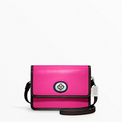 COACH 蔻驰 新款女士迷你全皮斜跨包 COLORBLOCK MINI MINI CROSSBODY (F48022)(紫红色)，原价￥1998，限时仅售￥968！绝对正品，超低折扣，含美国直邮～