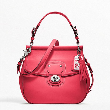 COACH 蔻驰 新款女士真皮单肩斜挎包 LEATHER NEW WILLIS (F19132)(朱红色/银白色/桃红色)，原价￥2858，限时仅售￥1498！绝对正品，超低折扣，含美国直邮～