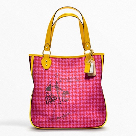 COACH 蔻驰 新款女士POPPY花纹单肩手提包 POPPY BONNIE CASHIN HOUNDSTOOTH TOTE (F22481)(红色)，原价￥3648，限时仅售￥1858！绝对正品，超低折扣，含美国直邮～