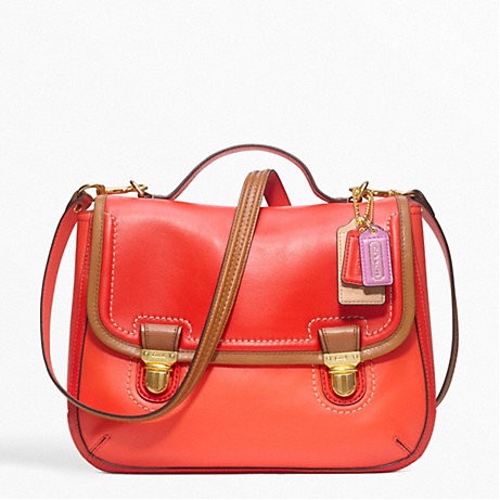 COACH 蔻驰 新款女士拼色真皮单肩斜挎包 POPPY LEATHER COLORBLOCK DYLAN FLAP SATCHEL (F22427)(姜黄色/红色)，原价￥3358，限时仅售￥1678！绝对正品，超低折扣，含美国直邮～