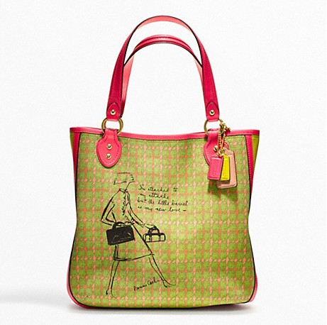 COACH 蔻驰 新款女士POPPY花纹单肩手提包 POPPY BONNIE CASHIN PLAID TOTE (F22482)(绿色)，原价￥3648，限时仅售￥1858！绝对正品，超低折扣，含美国直邮～