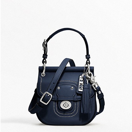 COACH 蔻驰 新款女士迷你真皮单肩斜挎包 LEATHER MINI NEW WILLIS (F19886)(黑色/深蓝色)，原价￥2328，限时仅售￥1148！绝对正品，超低折扣，含美国直邮～