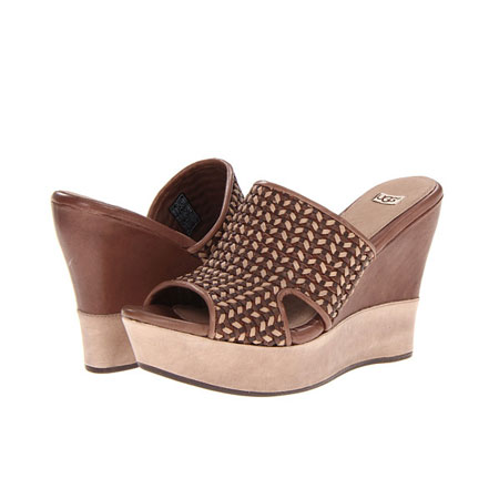 UGG Australia 新款女士休闲坡跟脱鞋 Doha (黑色/巧克力色)，原价￥3358，限时仅售￥1738！绝对正品，超低折扣，含美国直邮～