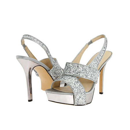 Nine West 玖熙 新款女士休闲水晶修饰细跟凉鞋 Fairgame (银色)，原价￥1728，限时仅售￥878！绝对正品，超低折扣，含美国直邮～