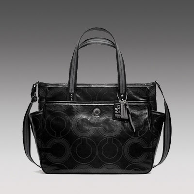 COACH 蔻驰 新款女士单肩手提包 BABY BAG STITCHED PATENT TOTE (F19911) (银灰色/黑色)，原价￥3868，限时仅售￥1968！绝对正品，超低折扣，含美国直邮～