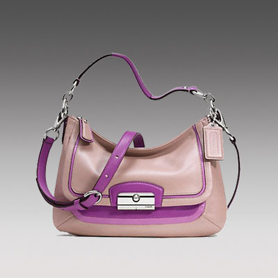 COACH 蔻驰 新款女士单肩斜挎包 KRISTIN SPECTATOR LEATHER CROSSBODY (F23084) (淡紫色/黑色)，原价￥2678，限时仅售￥1368！绝对正品，超低折扣，含美国直邮～
