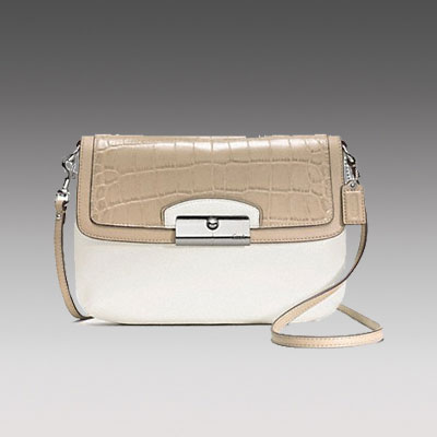COACH 蔻驰 新款女士单肩斜挎包 KRISTIN SPECTATOR LEATHER FLAP CROSSBODY (F49008) (白色)，原价￥2128，限时仅售￥1048！绝对正品，超低折扣，含美国直邮～