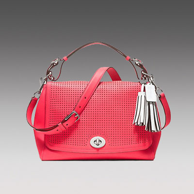 COACH 蔻驰 新款女士单肩斜挎包 PERFORATED LEATHER ROMY TOP HANDLE (F22386) (粉色)，原价￥4568，限时仅售￥2238！绝对正品，超低折扣，含美国直邮～
