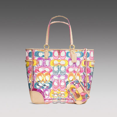 COACH 蔻驰 新款女士单肩手提包 SUMMER CLEAR PVC TOTE (F22513) (彩色)，原价￥3278，限时仅售￥1628！绝对正品，超低折扣，含美国直邮～