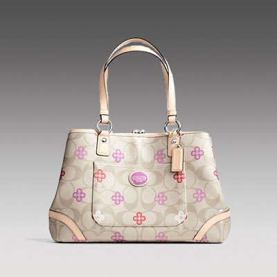 COACH 蔻驰 新款女士单肩手提包 PEYTON SIGNATURE CLOVER FRAMED SHOPPER (F23074) (灰色)，原价￥2968，限时仅售￥1468！绝对正品，超低折扣，含美国直邮～