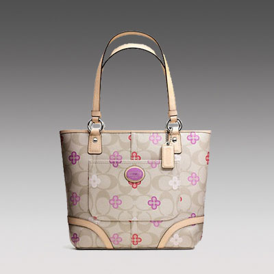 COACH 蔻驰 新款女士单肩手提包 PEYTON SIGNATURE CLOVER TOTE (F22221) (灰色)，原价￥2548，限时仅售￥1278！绝对正品，超低折扣，含美国直邮～