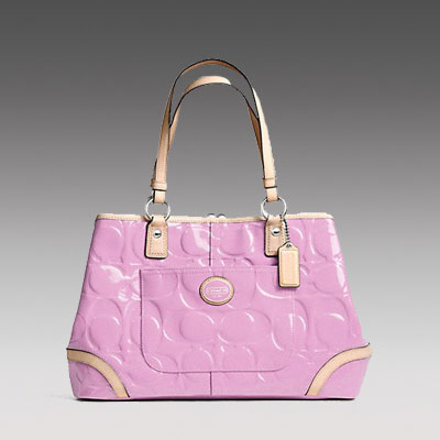COACH 蔻驰 新款女士单肩手提包 PEYTON EMBOSSED PATENT FRAMED SHOPPER (F23722) (黑色/粉色/红色)，原价￥3128，限时仅售￥1578！绝对正品，超低折扣，含美国直邮～