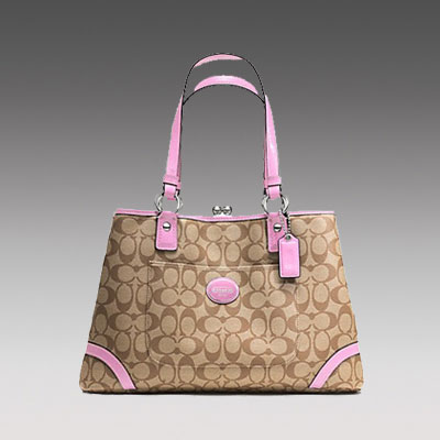 COACH 蔻驰 新款女士单肩手提包 PEYTON FRAMED SHOPPER (F23721) (粉红色)，原价￥2888，限时仅售￥1468！绝对正品，超低折扣，含美国直邮～