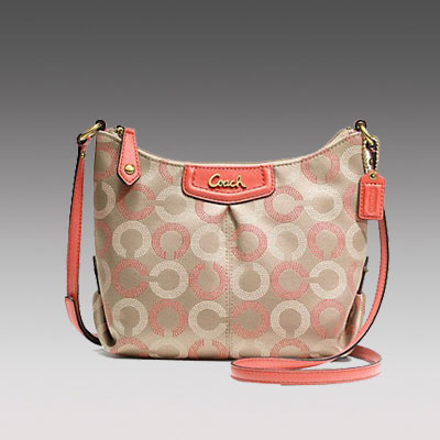 COACH 蔻驰 新款女士单肩斜挎包 ASHLEY DOTTED OP ART SWINGPACK (F48048) (粉色/橘色)，原价￥1828，限时仅售￥898！绝对正品，超低折扣，含美国直邮～