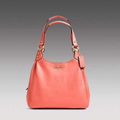 COACH 蔻驰 新款女士单肩手提包 ASHLEY LEATHER HOBO (F21926) (橘色/绿色)，原价￥2568，限时仅售￥1478！绝对正品，超低折扣，含美国直邮～