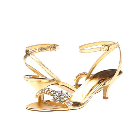 Nine West 玖熙 新款女士休闲镶嵌细跟凉鞋 OffCourse (金色)，原价￥1968，限时仅售￥978！绝对正品，超低折扣，含美国直邮～