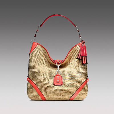 COACH 蔻驰 新款女士草编单肩手提包 STRAW DOGLEASH HOBO (F22906) (红色/白色/深蓝色)，原价￥3758，限时仅售￥1858！绝对正品，超低折扣，含美国直邮～