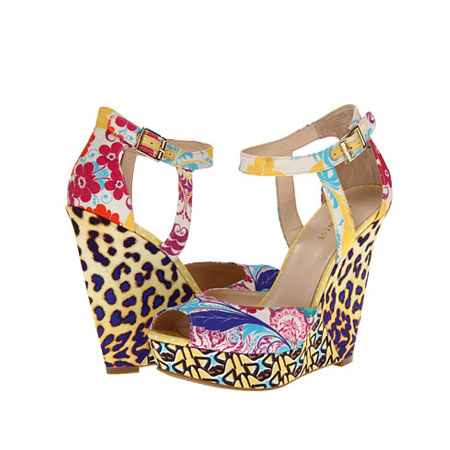 Nine West 玖熙 新款女士休闲超高坡跟凉鞋 Kaiyra (白色/黄色)，原价￥2168，限时仅售￥1078！绝对正品，超低折扣，含美国直邮～