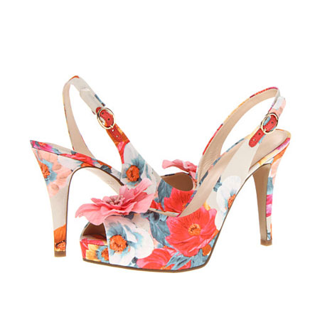 Nine West 玖熙 2013年新款女士超高细跟凉鞋 Celeste (黑色/花纹)，原价￥1728，限时仅售￥958！绝对正品，超低折扣，含美国直邮～