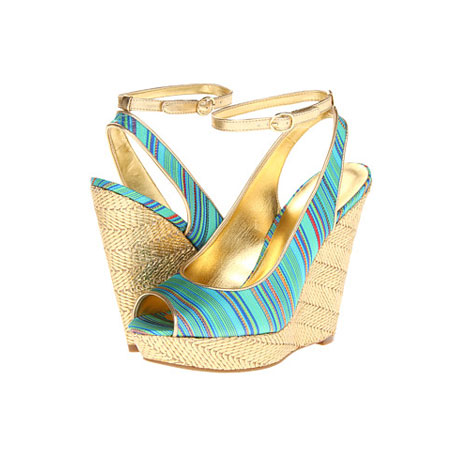Nine West  2013年新款女士休闲超高坡跟凉鞋 Karmic (粉红色/蓝色/绿色)，原价￥2488，限时仅售￥1248！绝对正品，超低折扣，含美国直邮～
