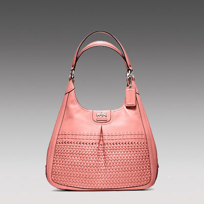 COACH 蔻驰 2013年新款女士编织单肩手提包 MADISON WOVEN MAGGIE (F23385) (白色/粉红色)，原价￥4758，限时仅售￥2328！绝对正品，超低折扣，含美国直邮～
