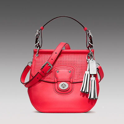 COACH 蔻驰 2013年新款女士单肩手提斜挎包 PERFORATED LEATHER WILLIS (F22384) (红色)，原价￥3758，限时仅售￥1858！绝对正品，超低折扣，含美国直邮～