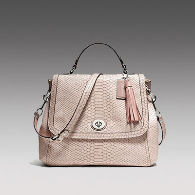 COACH 蔻驰 2013年新款女士单肩斜挎手提包 PARK PYTHON FLAP (F24392) (粉红色/自然色)，原价￥4948，限时仅售￥2478！绝对正品，超低折扣，含美国直邮～
